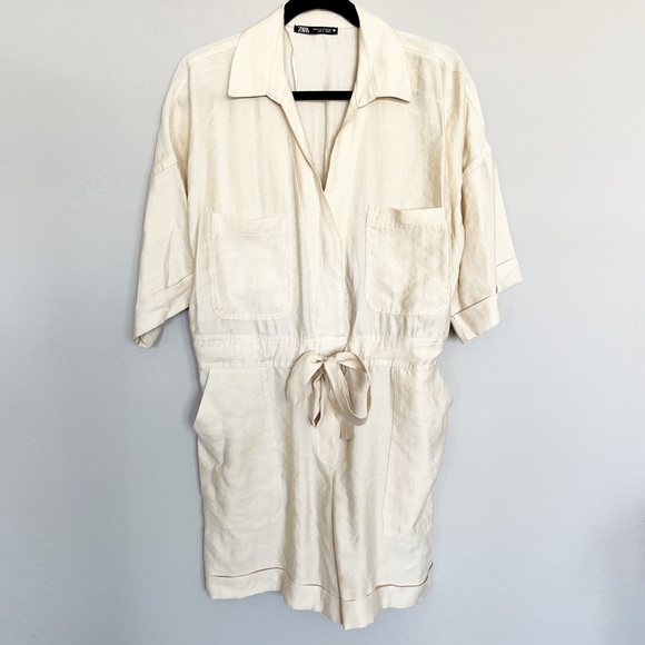 Zara Pants - Zara Cream Utility Romper